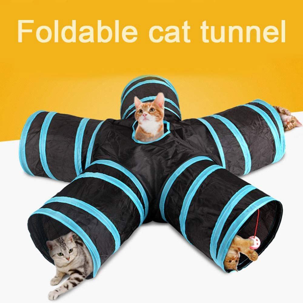 2/3/5 Holes Foldable Pet Cat Tunnel Toys Kitten Rabbit Indoor Outdoor Hanging Ball Training Toys Play Tunnel Tubes Cat Supplies