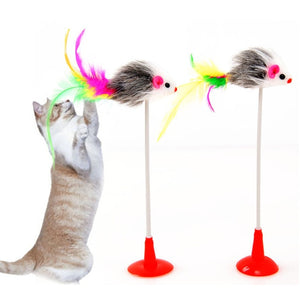 Hot Cat Plush Toy Feather Plastic Ball Funny Cat Stick Colorful Feathers Funny Pet Interactive Toys Cat Teaser