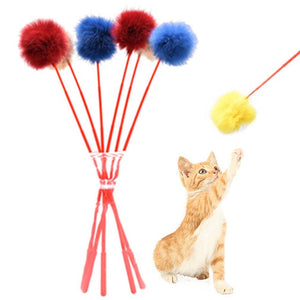 Hot Cat Plush Toy Feather Plastic Ball Funny Cat Stick Colorful Feathers Funny Pet Interactive Toys Cat Teaser