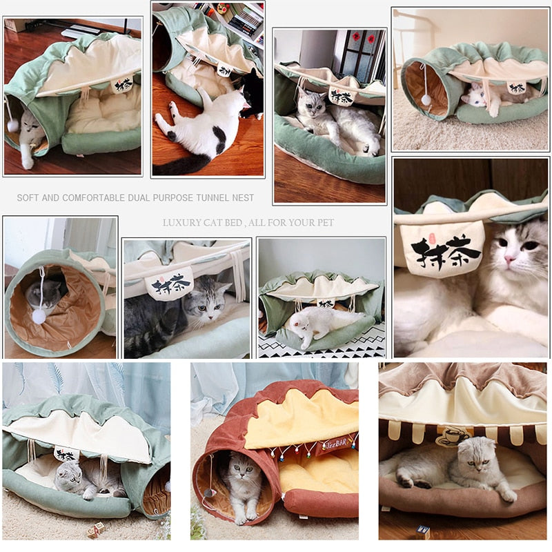 Collapsible Cat Tunnel Tubes Toys Fun Run Crinkle Play Tunnels For Pets Kittens Rabbits Interactive Play Toys With Sound Paper