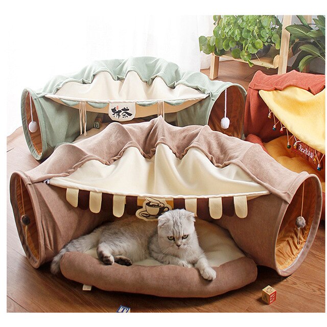 Collapsible Cat Tunnel Tubes Toys Fun Run Crinkle Play Tunnels For Pets Kittens Rabbits Interactive Play Toys With Sound Paper