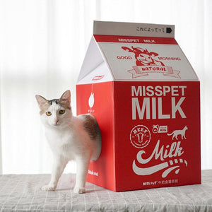 Cute Carton Milk Box Shape Cat Toys Cat Scratch Board Corrugated Paper House Cage for For Puppy Pet cat Scratching Accessories