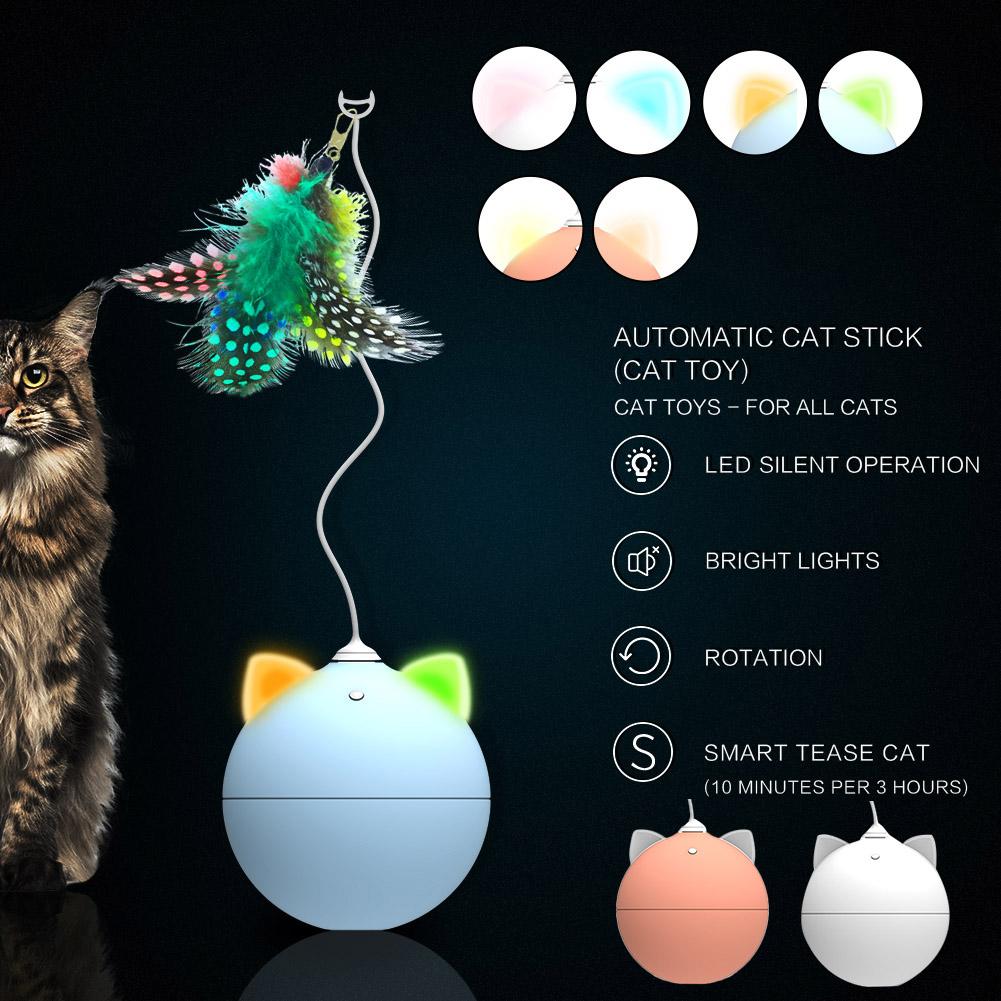 Pet Electronic Cat Toys Robot Ball Cat Toy Interactive LED Rolling Flash Ball Automatic Funny Cat Rod Badminton Random Movement