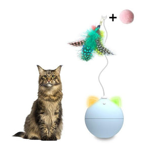 Pet Electronic Cat Toys Robot Ball Cat Toy Interactive LED Rolling Flash Ball Automatic Funny Cat Rod Badminton Random Movement