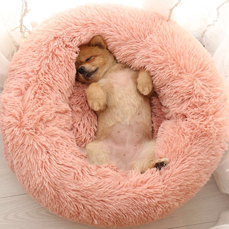 Sleep Luxury Soft Plush Dog Bed Round Shape Sleeping Bag Kennel Cat Puppy Sofa Bed Pet House Winter Warm Beds Cushion Cat Bed