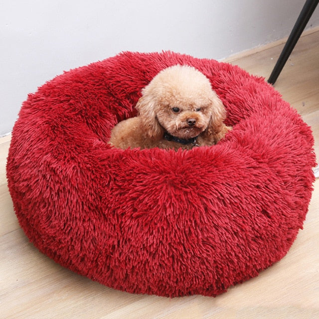 Sleep Luxury Soft Plush Dog Bed Round Shape Sleeping Bag Kennel Cat Puppy Sofa Bed Pet House Winter Warm Beds Cushion Cat Bed