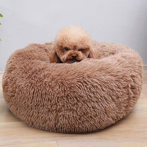 Sleep Luxury Soft Plush Dog Bed Round Shape Sleeping Bag Kennel Cat Puppy Sofa Bed Pet House Winter Warm Beds Cushion Cat Bed