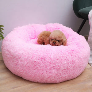 Sleep Luxury Soft Plush Dog Bed Round Shape Sleeping Bag Kennel Cat Puppy Sofa Bed Pet House Winter Warm Beds Cushion Cat Bed