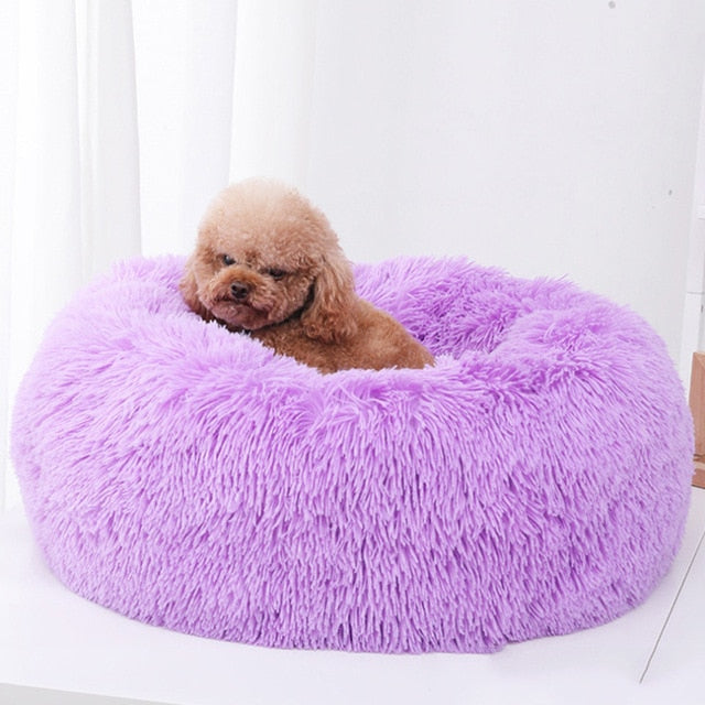 Sleep Luxury Soft Plush Dog Bed Round Shape Sleeping Bag Kennel Cat Puppy Sofa Bed Pet House Winter Warm Beds Cushion Cat Bed