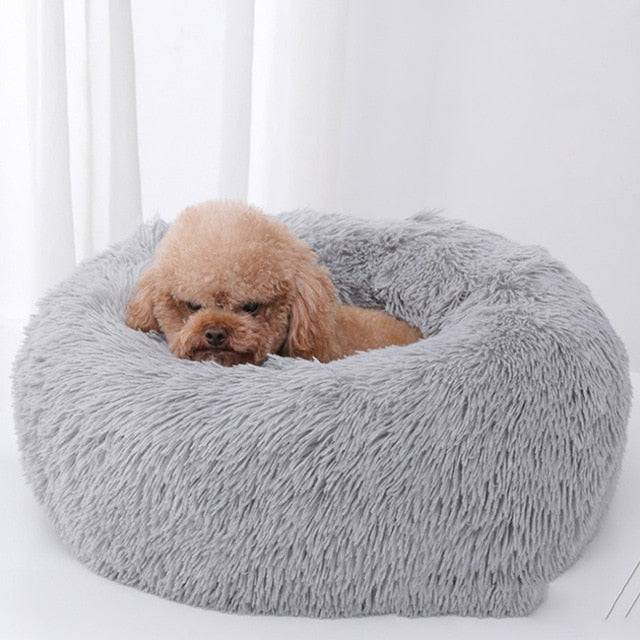 Sleep Luxury Soft Plush Dog Bed Round Shape Sleeping Bag Kennel Cat Puppy Sofa Bed Pet House Winter Warm Beds Cushion Cat Bed