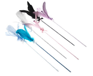 usd1.35/pc wholesale pet cat kitten toys playing toys teaser fishing pole sticks flower with bell 20pcs/lot