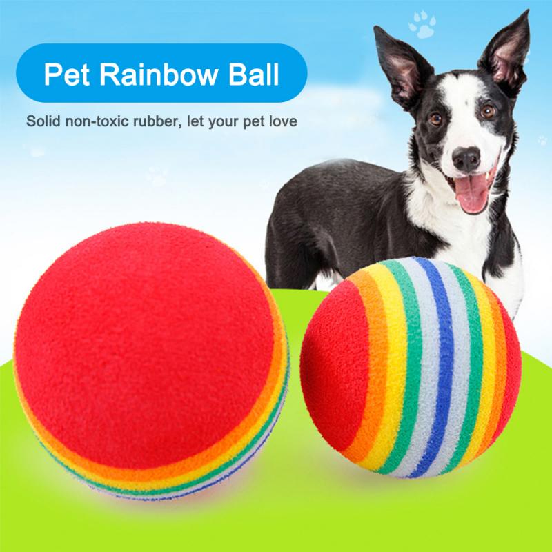 2020 New Fashion Rainbow Ball Cat Toy Interactive Pet Scratch-resistant Foam EVA Colorful Ball Pet Training Toy Ball
