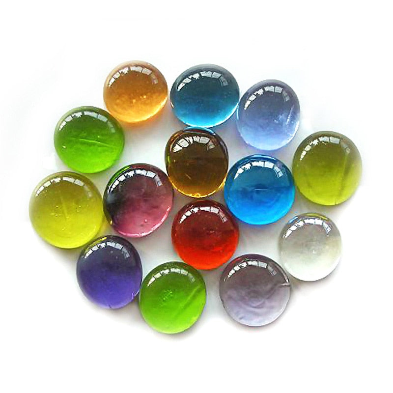 80 Pcs Mixed Color Decorative Glass Marble Pebbles Stones For Vase Fish Tank Aquarium Stone Craft Gift Glass Flat Beads