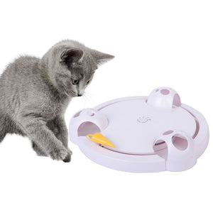 Pet Cat Toys Funny Cat Interactive Catch Toy Electric Playing Exercise Toys Automatic Rotating Cat Play Teaser Plate Mice